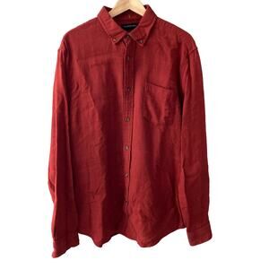 Banana Republic Flannel Button Up Shirt - Standard Fit - Red Orange - XL